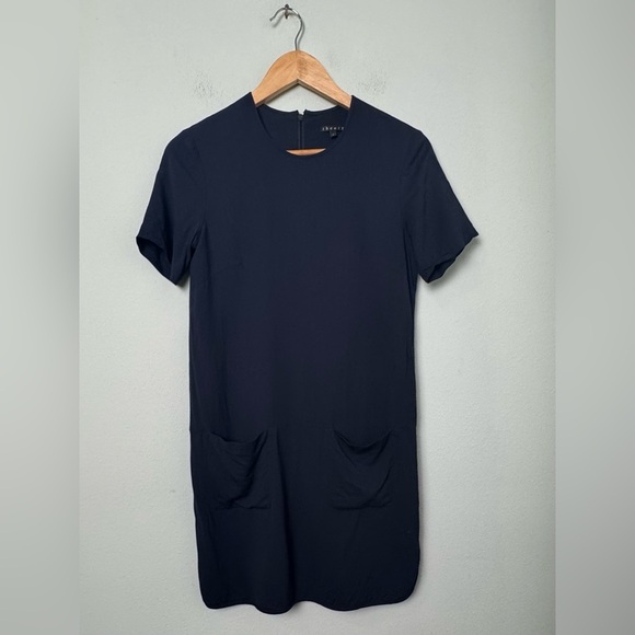 Theory Talma Malaya Shift Dress with Front Pockets Navy Dark Blue Size 4 - Picture 1 of 11